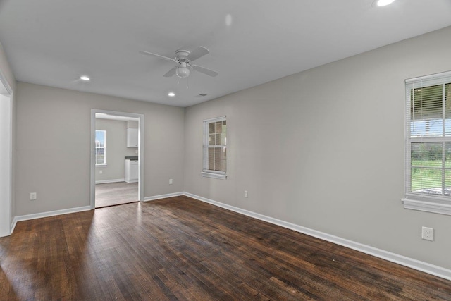 1169 Dovecrest Rd, Memphis, TN 38134 - empty room featuring a ceiling fan, recessed lighting, and wood finished floors