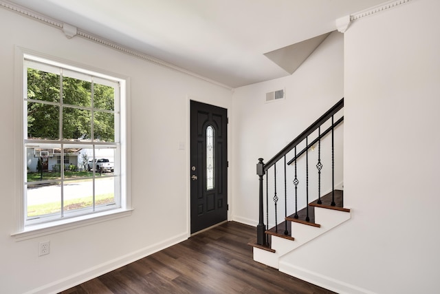 1149 Abbeville St, Collierville, TN 38017 - foyer entrance featuring healthy amount of natural light, dark wood-style floors, and stairs