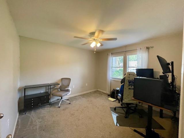 2470 S Flowering Tree Cv, Bartlett, TN 38134 - carpeted office featuring a ceiling fan and baseboards