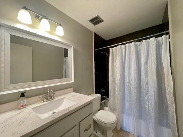 2470 S Flowering Tree Cv, Bartlett, TN 38134 - bathroom with vanity, shower / bathtub combination with curtain, and tile patterned flooring