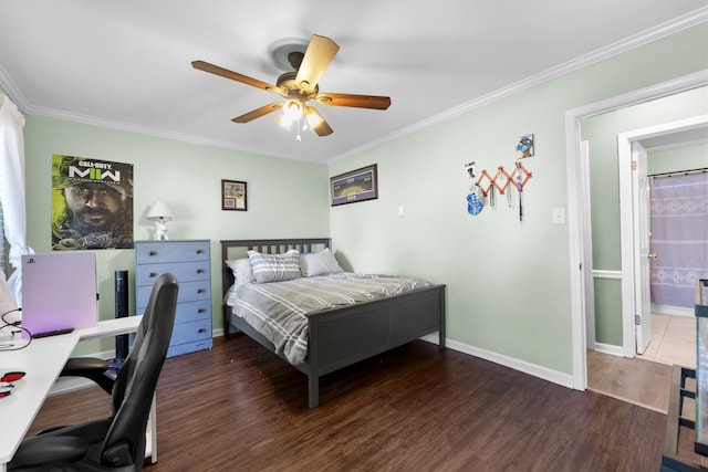526 Royal Pecan Way, Collierville, TN 38017 - bedroom with crown molding, wood finished floors, an office area, and ceiling fan