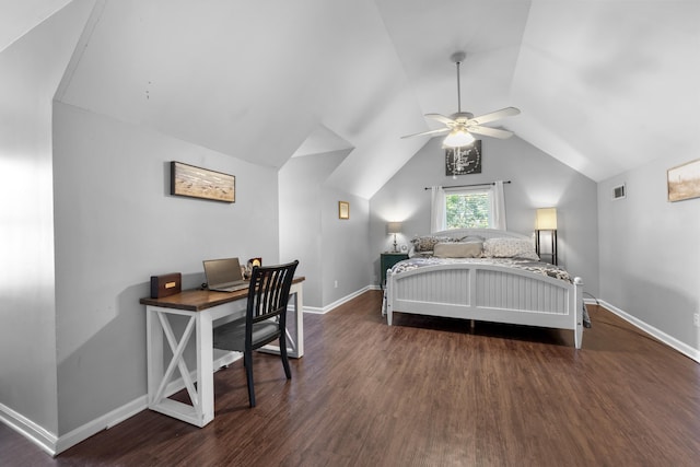 526 Royal Pecan Way, Collierville, TN 38017 - bedroom with vaulted ceiling, wood finished floors, a desk, and a ceiling fan