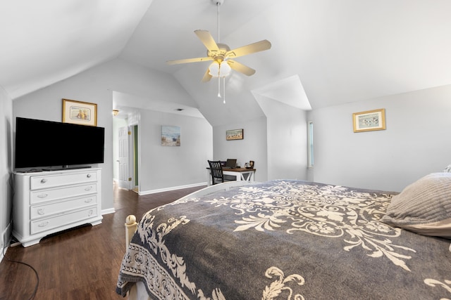 526 Royal Pecan Way, Collierville, TN 38017 - bedroom with vaulted ceiling, wood finished floors, and a ceiling fan