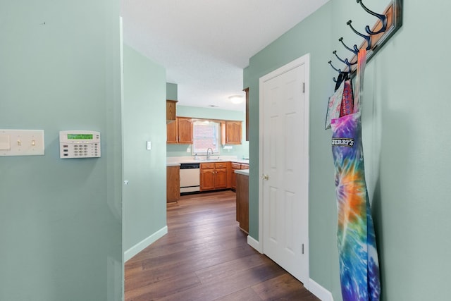 1504 Teal Wing Ln, Memphis, TN 38016 - hall featuring a sink and dark wood-style flooring