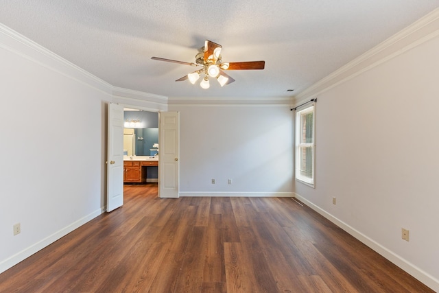 1504 Teal Wing Ln, Memphis, TN 38016 - spare room with dark wood finished floors, a ceiling fan, and crown molding