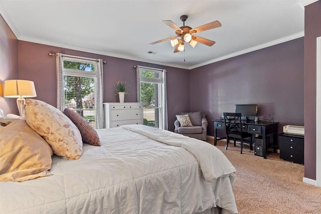 1775 Lisson Cv, Collierville, TN 38017 - carpeted bedroom with crown molding and ceiling fan