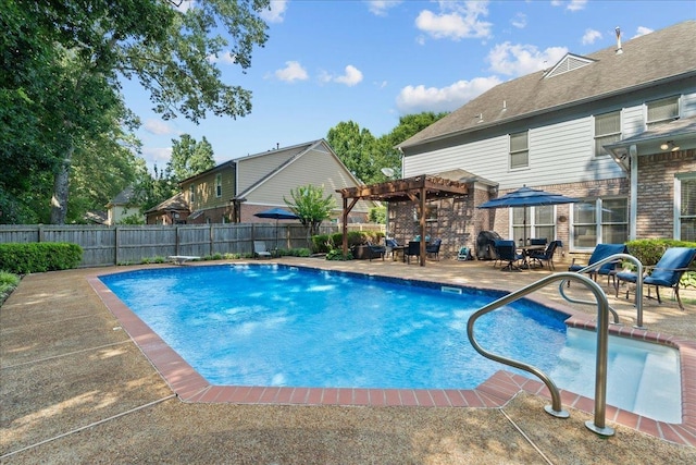 1775 Lisson Cv, Collierville, TN 38017 - view of swimming pool with a pergola, a patio, and a fenced backyard