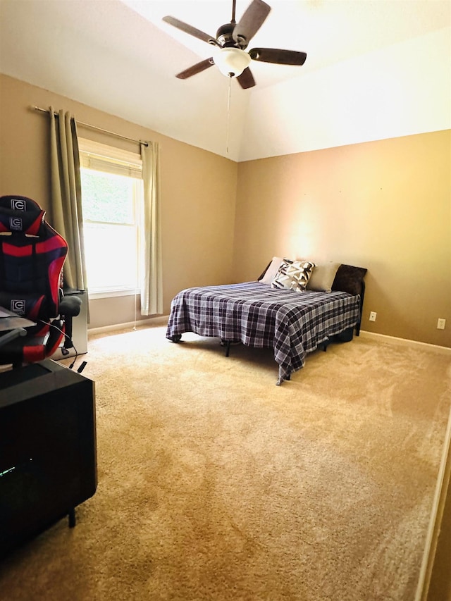 902 Wildbird Cv, Collierville, TN 38017 - bedroom featuring carpet, lofted ceiling, and a ceiling fan