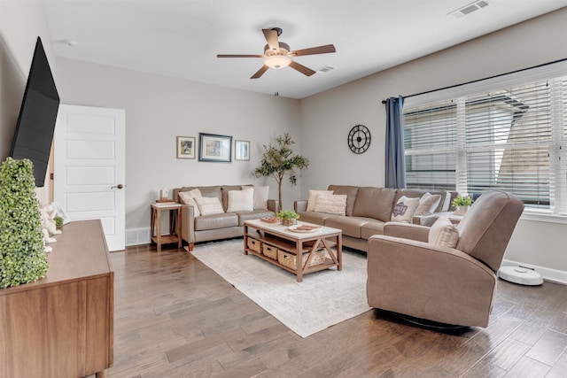 4712 Carousel Ln, Collierville, TN 38017 - living room featuring ceiling fan and wood finished floors