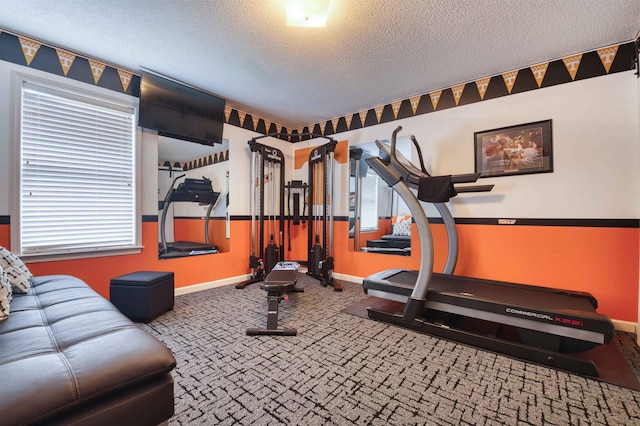 4362 Bridgestone Cir, Bartlett, TN 38135 - exercise area featuring a textured ceiling and carpet floors
