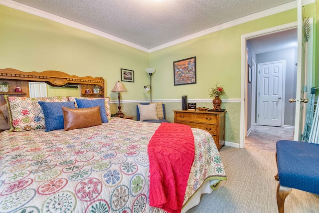 4362 Bridgestone Cir, Bartlett, TN 38135 - bedroom with a textured ceiling, carpet flooring, and ornamental molding