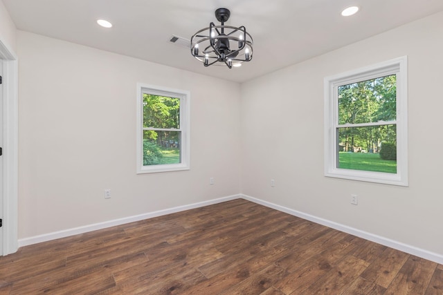 17 County Road 233rd Rd, Corinth, MS 38834 - unfurnished room featuring a chandelier, dark wood-style flooring, and recessed lighting