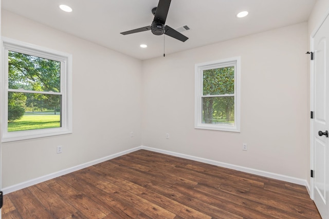 17 County Road 233rd Rd, Corinth, MS 38834 - unfurnished room featuring plenty of natural light, a ceiling fan, wood finished floors, and recessed lighting