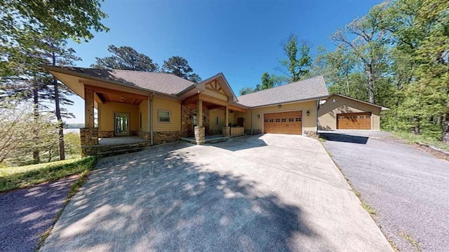 view of front of property with a garage