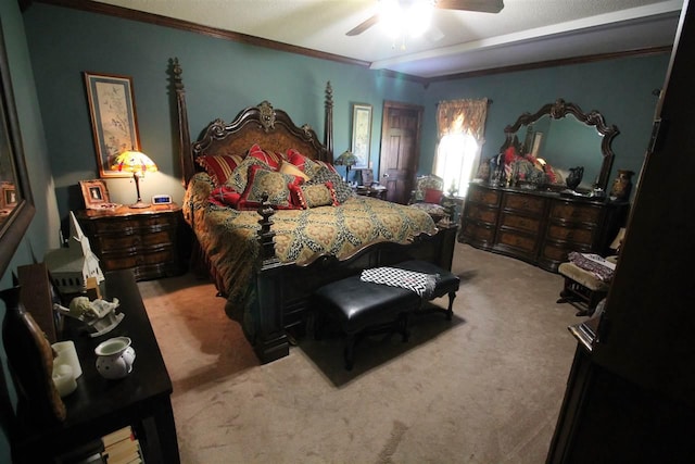 180 Holly Grove Road, Covington, TN 38019 - bedroom with light carpet, ceiling fan, and ornamental molding