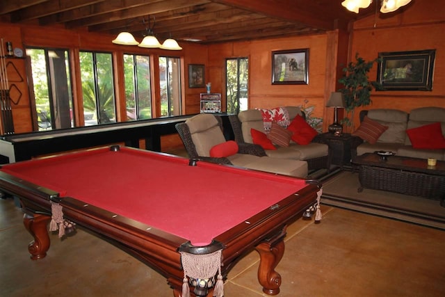 180 Holly Grove Road, Covington, TN 38019 - recreation room featuring pool table and lofted ceiling with beams