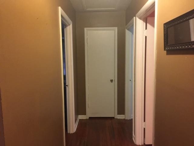 hall with dark hardwood / wood-style floors