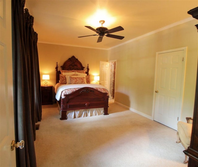 9351 Rocky Valley Cv, Memphis, TN 38018 - carpeted bedroom featuring ornamental molding and ceiling fan