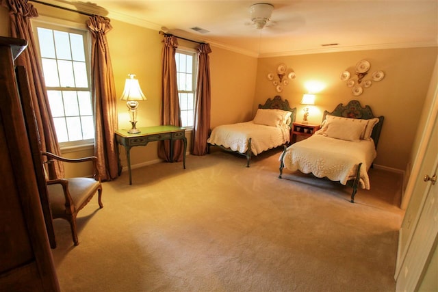 9351 Rocky Valley Cv, Memphis, TN 38018 - bedroom with multiple windows, ceiling fan, and light colored carpet