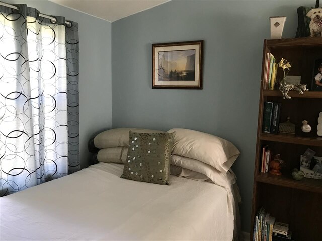 bedroom featuring vaulted ceiling