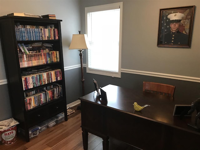 office space featuring wood-type flooring