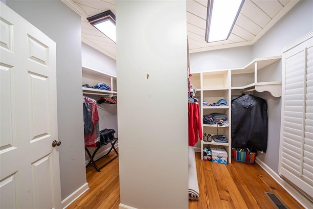 spacious closet featuring wood-type flooring