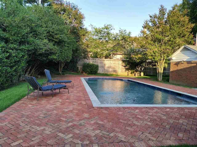 view of swimming pool featuring a patio