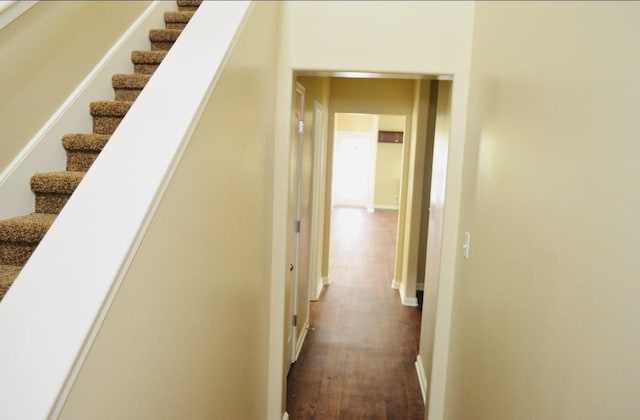 hall featuring dark wood-type flooring