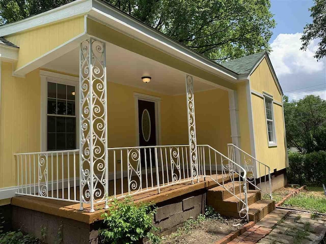 exterior space with covered porch