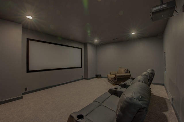 home theater room with carpet