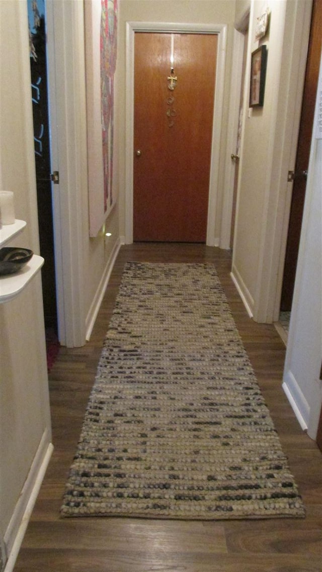 hall featuring dark wood-type flooring