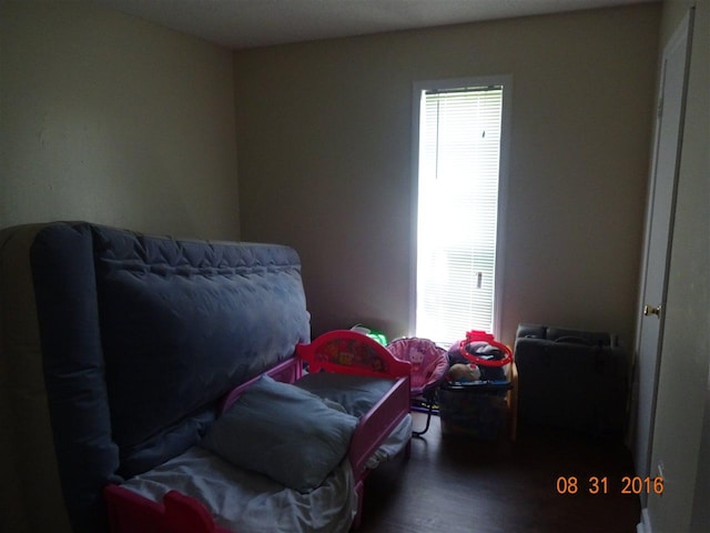 bedroom featuring dark hardwood / wood-style flooring