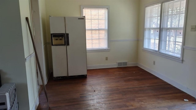 interior space with dark wood-type flooring