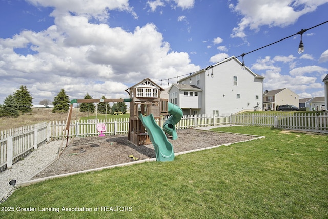 4246 Black Cherry Ln, Mason, MI 48854 - view of jungle gym with a fenced backyard