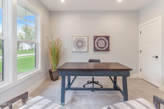 view of carpeted office space