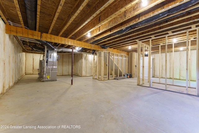 basement with heating unit