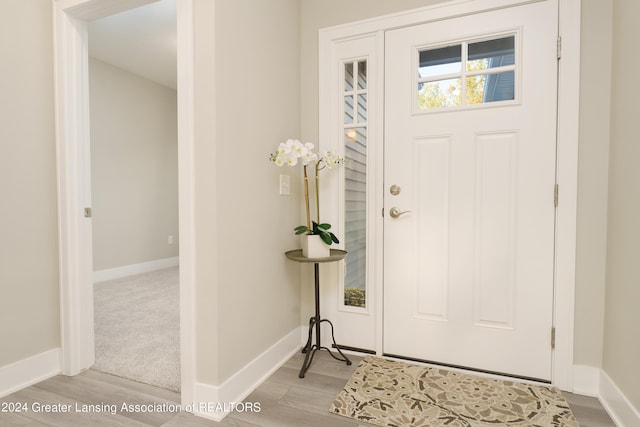 entryway featuring light hardwood / wood-style flooring