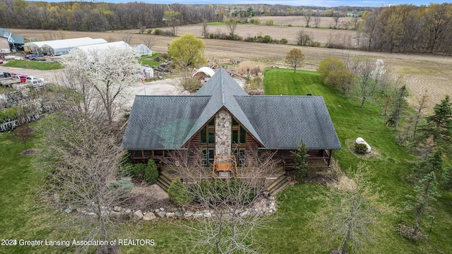 drone / aerial view featuring a rural view