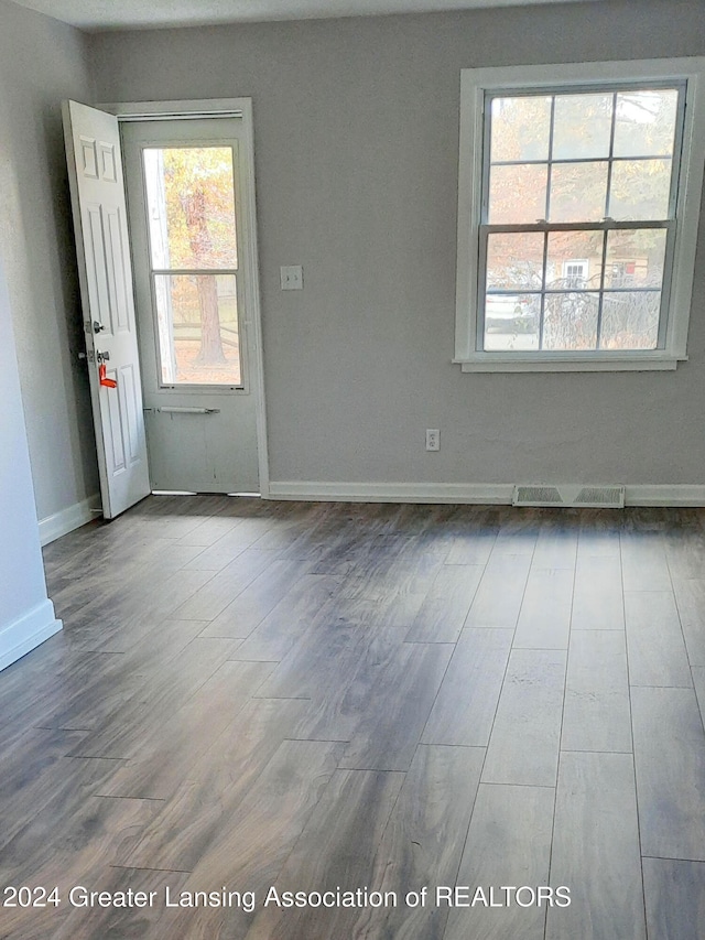 spare room with wood-type flooring