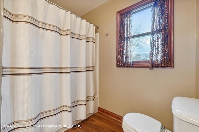 bathroom featuring toilet and hardwood / wood-style floors