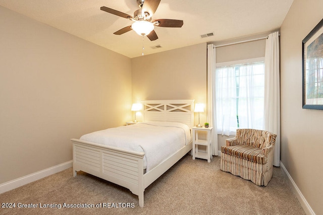 bedroom with carpet and ceiling fan