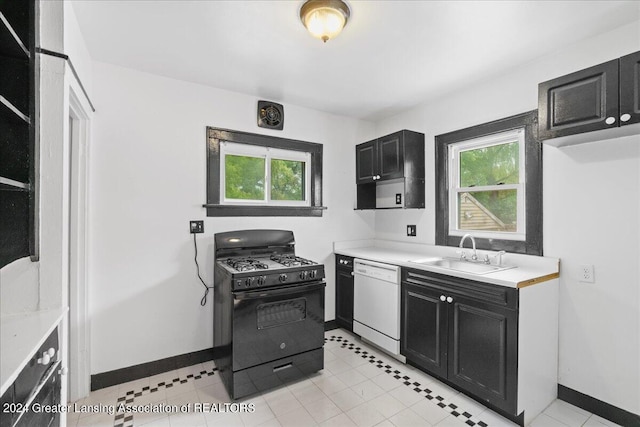 kitchen with dishwasher, black gas stove, and sink