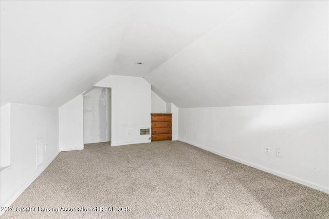 additional living space with carpet floors and lofted ceiling