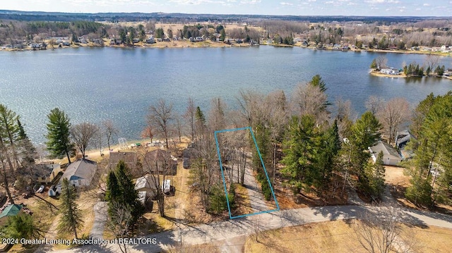 411 N Scott Dr, Farwell, MI 48622 - view of property location with property boundaries highlighted and a nearby body of water