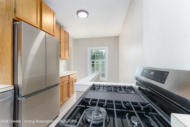 kitchen with appliances with stainless steel finishes