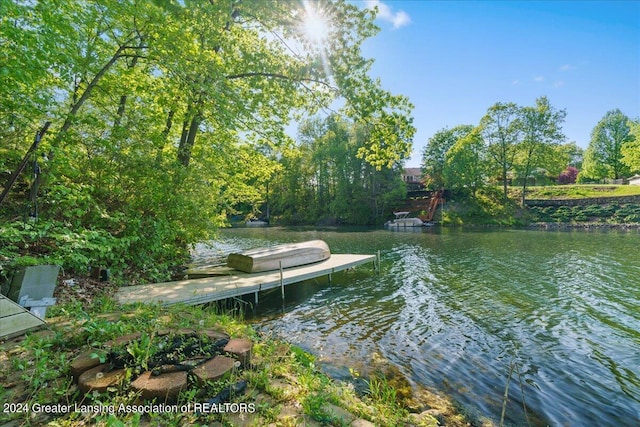 dock area featuring a water view