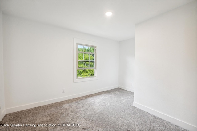 spare room featuring light colored carpet