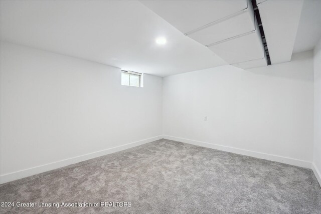 basement with carpet floors