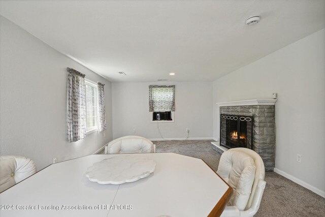 view of carpeted dining area