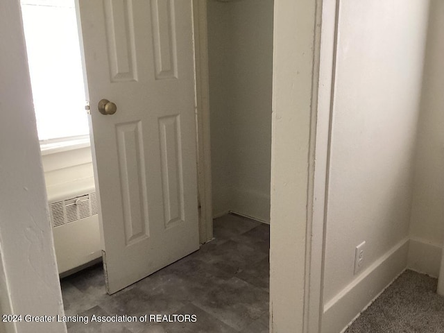 closet with radiator heating unit